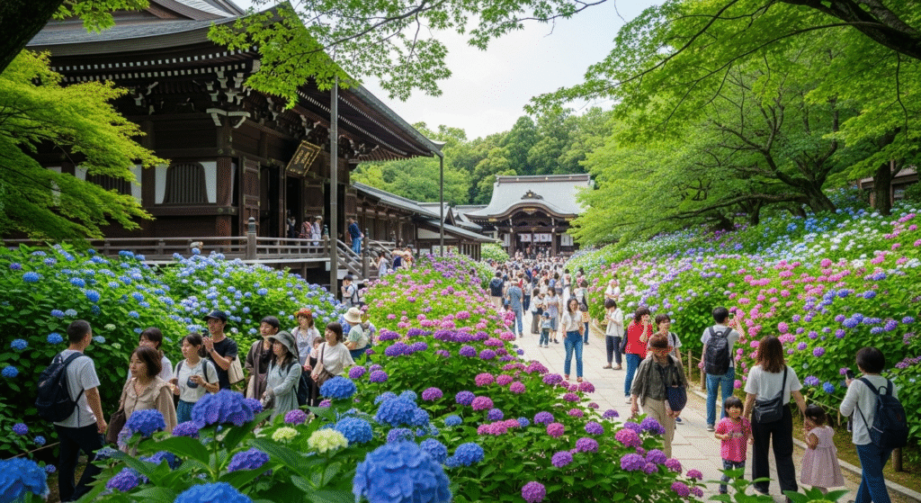 お寺 アジサイ